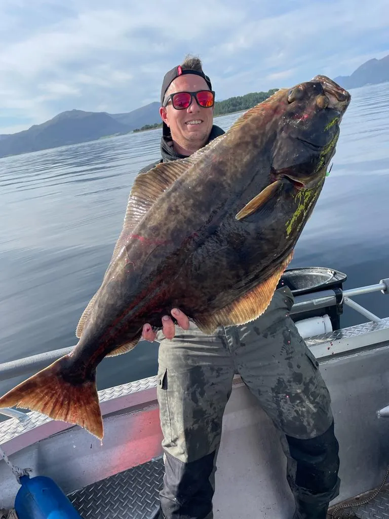 Angler mit Heilbutt im Romsdalsfjord – Beste Zeiten zum Angeln im Romsdalsfjord